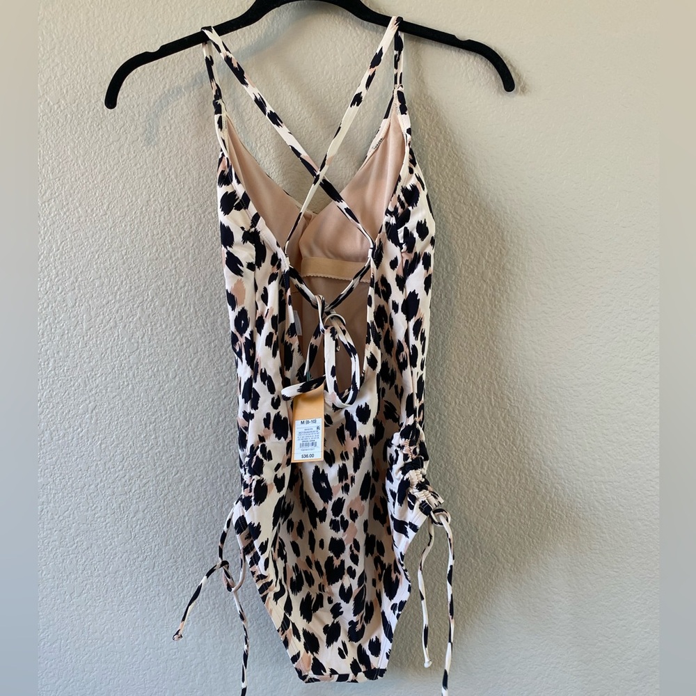 Kona Sol Leopard print one piece bathing suit New M (8-10) - Picture 2 of 7